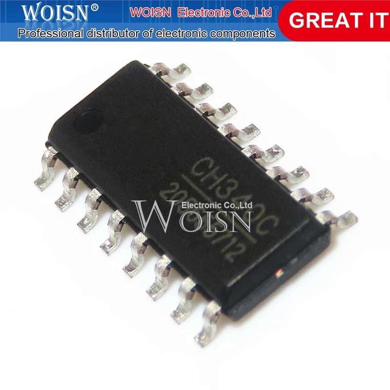 최고 품질의 재고, CH340C CH340 SOP-16 IC, 10 개