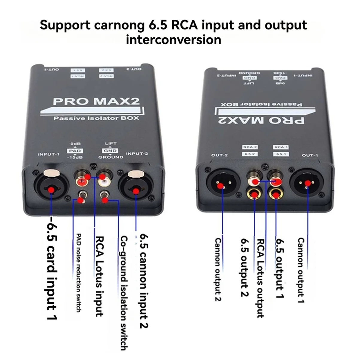 

New 3C-2-Way Audio Isolator Audio Current Noise Eliminator XLR 6.5 Lotus Isolator Mixer Live Broadcast