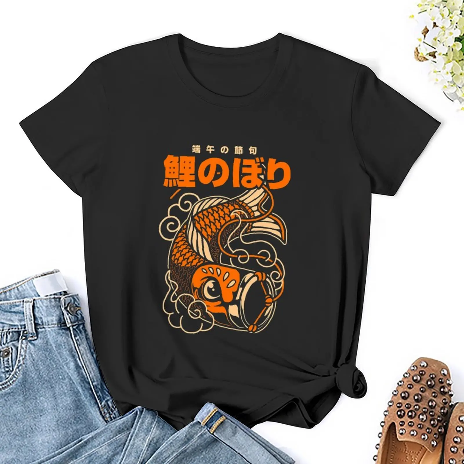 Koi art T-Shirt graphics cute clothes female Blouse Woman clothes