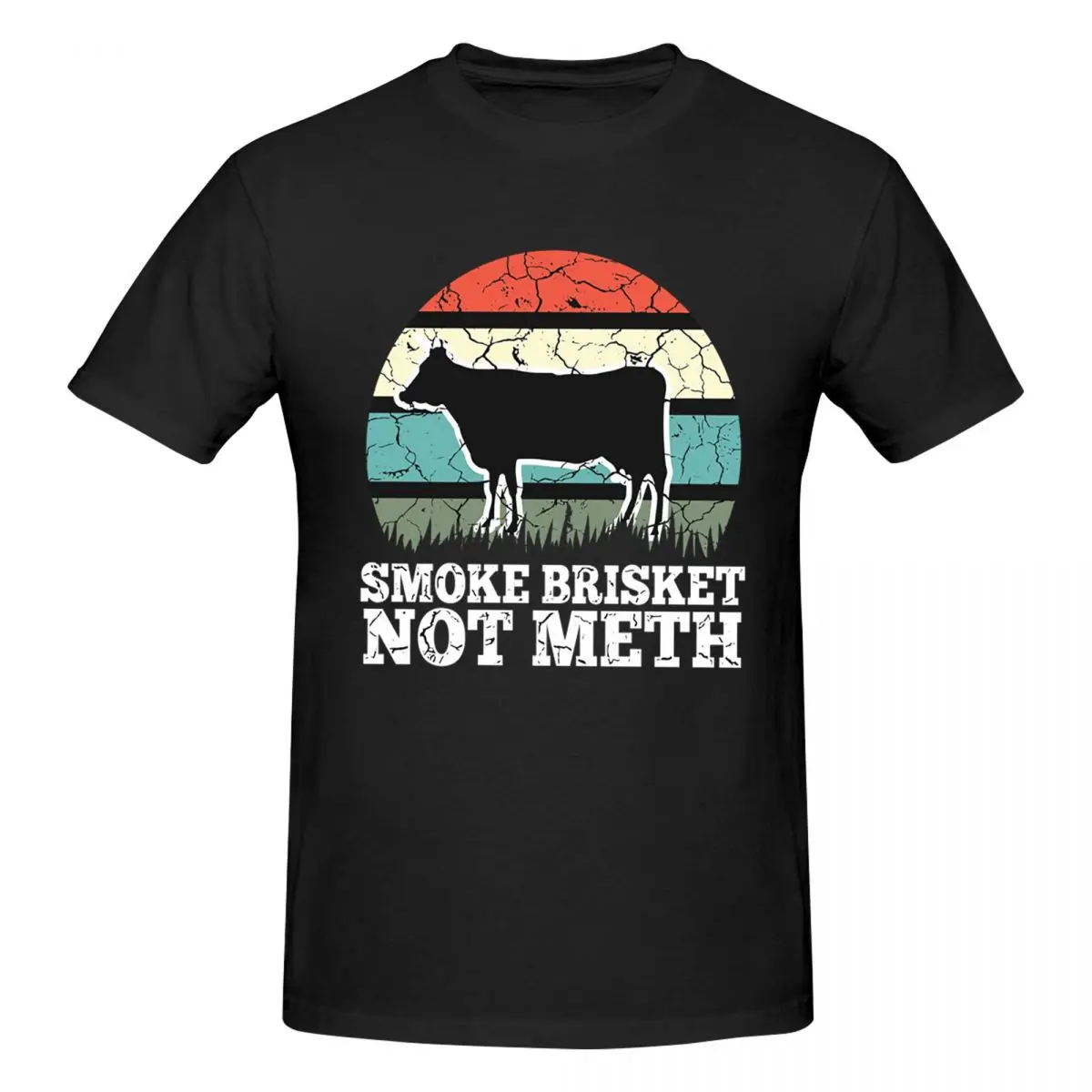 BBQ Smoker Smoke Brisket Not Meth Grilling Men T-Shirt Funny Oversized T Shirts Men's Round Neck Cotton Tees Short Summer Male