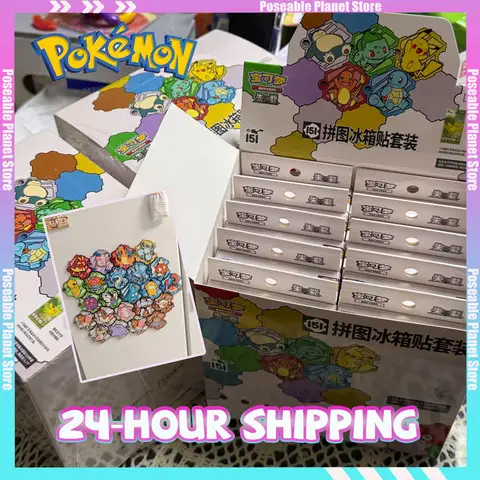 Genuine Pokemon 151 Scarlet Violet Series Jigsaw Fridge Magnets Puzzle Trading PTCG Cards Refrigerator Decoration Gifts Toys