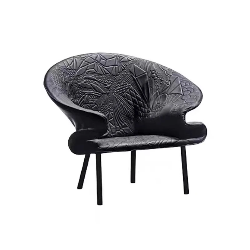 

Italian light luxury fiberglass graffiti leisure sofa, Internet celebrity embroidered back leisure chair