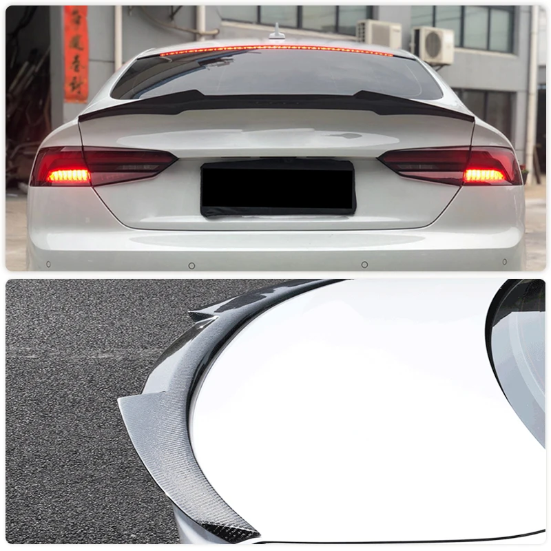 Car Rear Trunk Spoiler Wings for Audi A5 S5 RS5 B9 Hatchback 4DR 2017-2023 Rear Spoiler Boot Wing Lip Full Carbon Fiber ABS - view 2