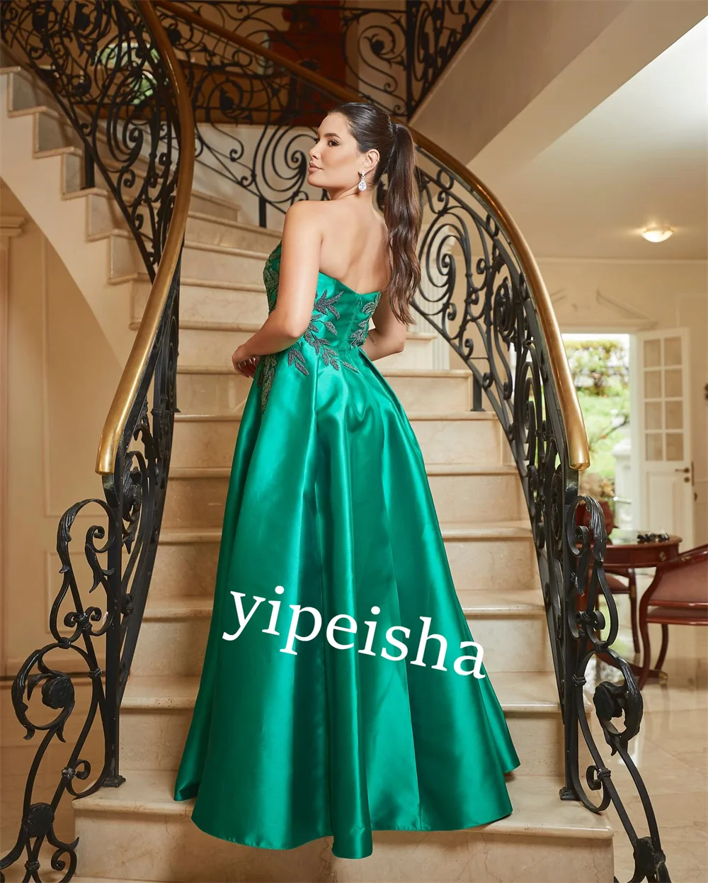 Customized S Applique Homecoming A-line Strapless Bespoke Occasion Gown Long Dresses