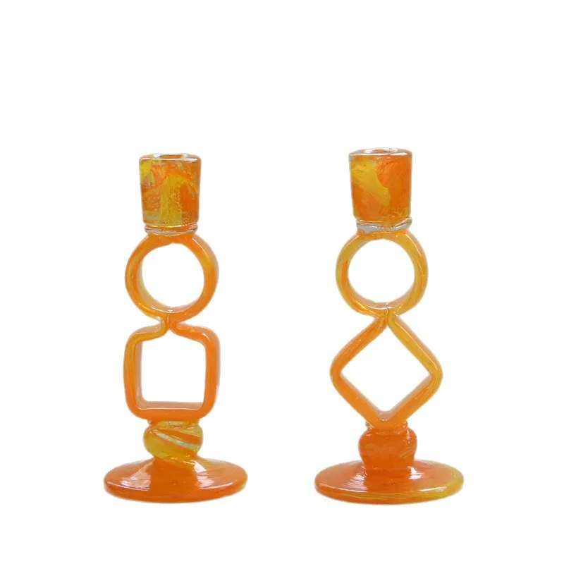 

Stained glass candlestick restaurant creative candlestick ornament simple wedding candlestick decoration