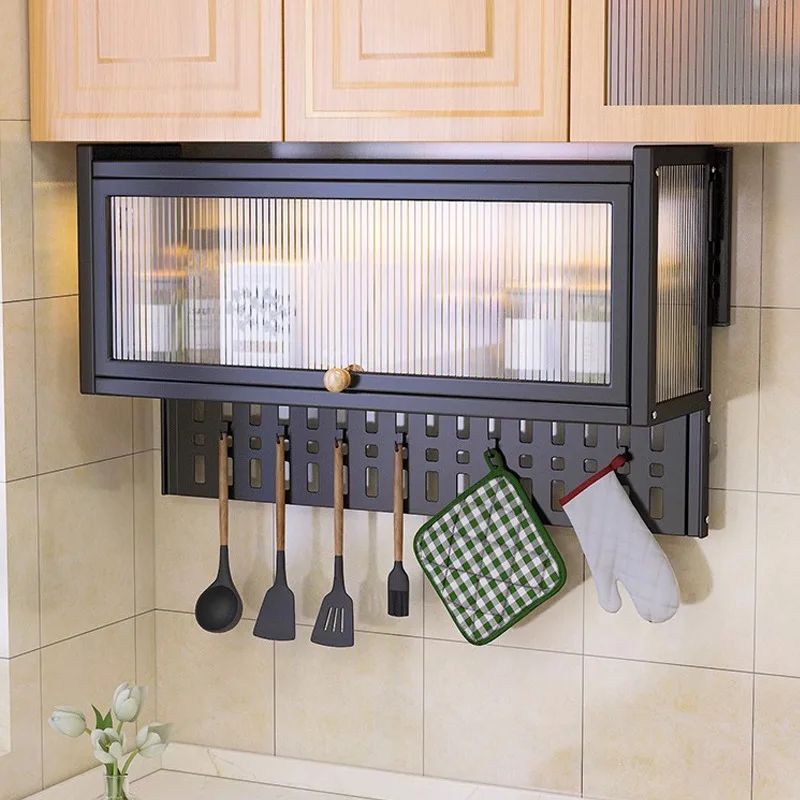 Non-perforated kitchen shelves, multi-functional wall-mounted microwave ovens, anti-spike storage racks, spicewares