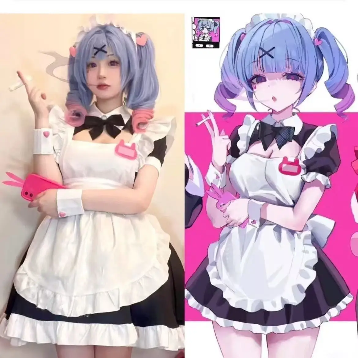 زي تنكري ميكو فستان بأكمام منتفخة زي خادمة بفتحة أرنب #2