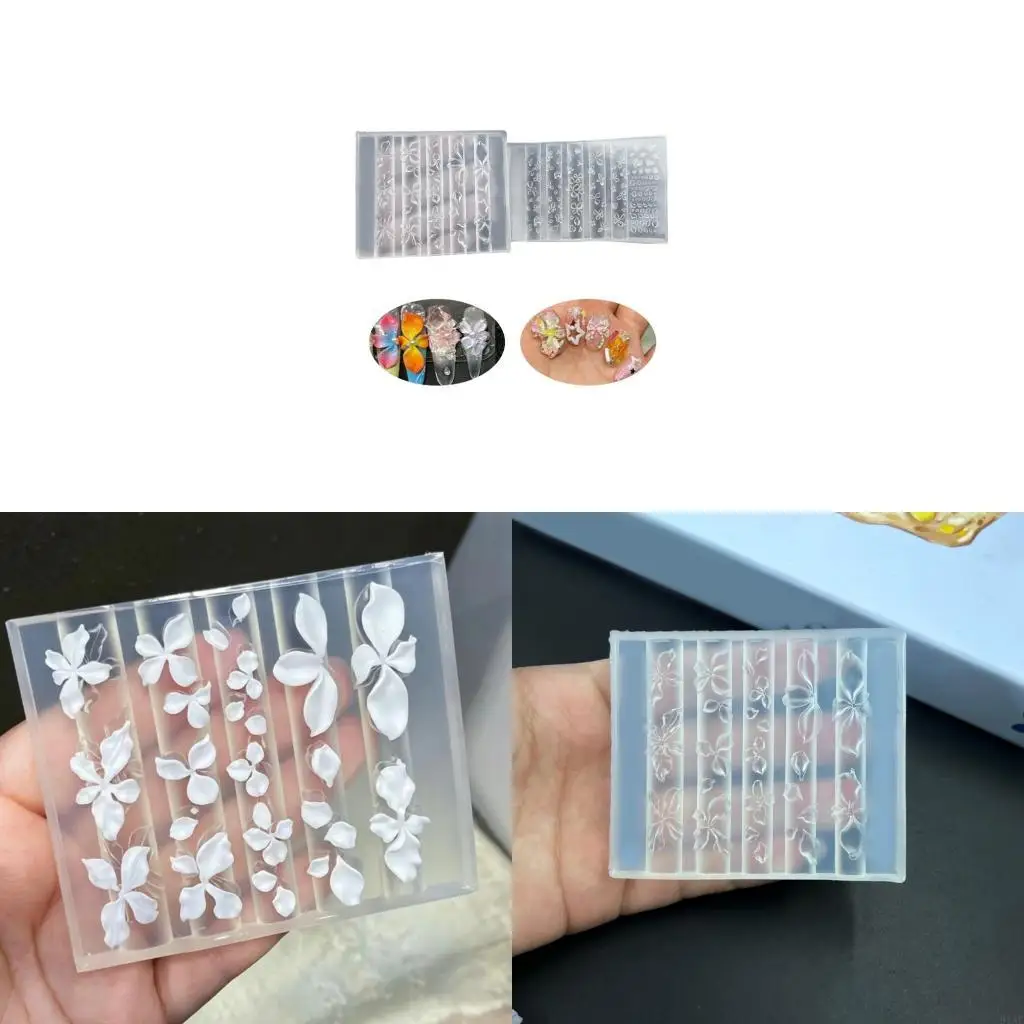 91AF Multi Purpose High Elasticity Silicone Mold with Flower Decoration For Creative Projects Manicure Mould