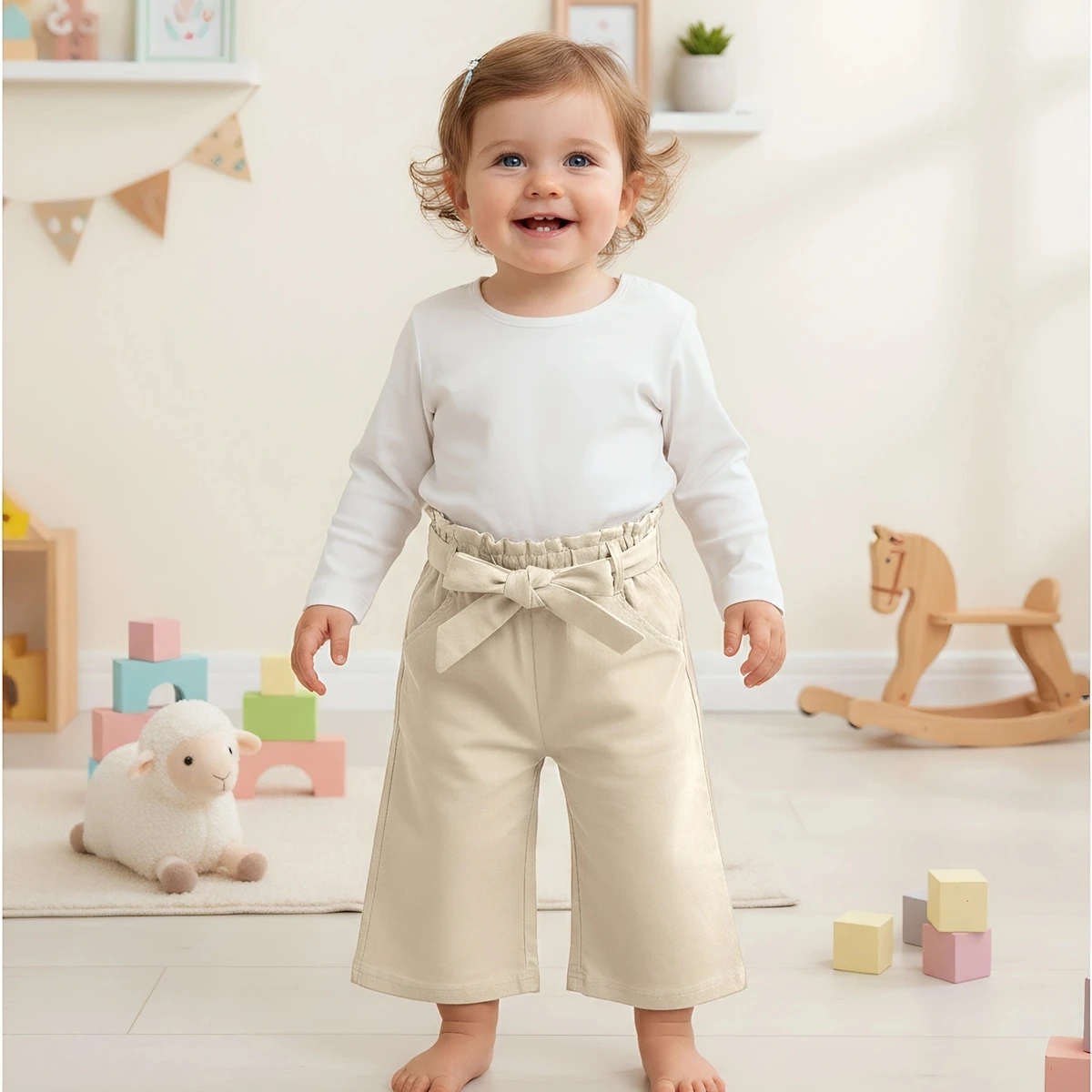 Sanlutoz Cotton Girls Long Pants Fashion Winter Toddler Infant Trousers Princess Little Kids Pants Casual