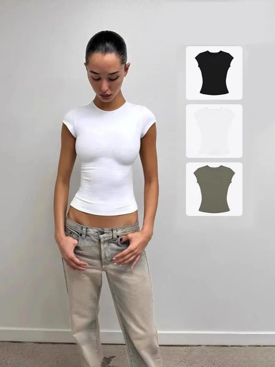 

Эластичная футболка Tankair Spicy Girl с круглым вырезом, приятная к телу, с небольшими рукавами, быстросохнущая, облегающая, для спорта