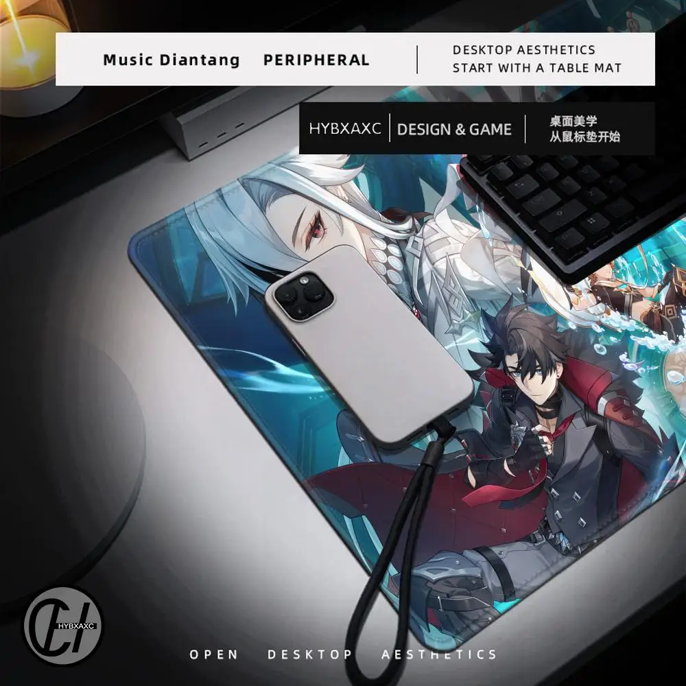 Hot Game Genshin Impact Mouse Mat HD Printing Wriothesley Desk Mat With Lock Edge Gaming Accessories Prime XXL Keyboard Pad
