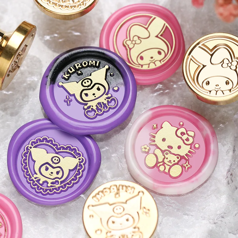 Sanrio Cinnamoroll Kuromi Cartoon Metal Wax Seal Embossed Stamp Head Seal Metal Wax Seal Embossed Stamp Head Girls Gifts