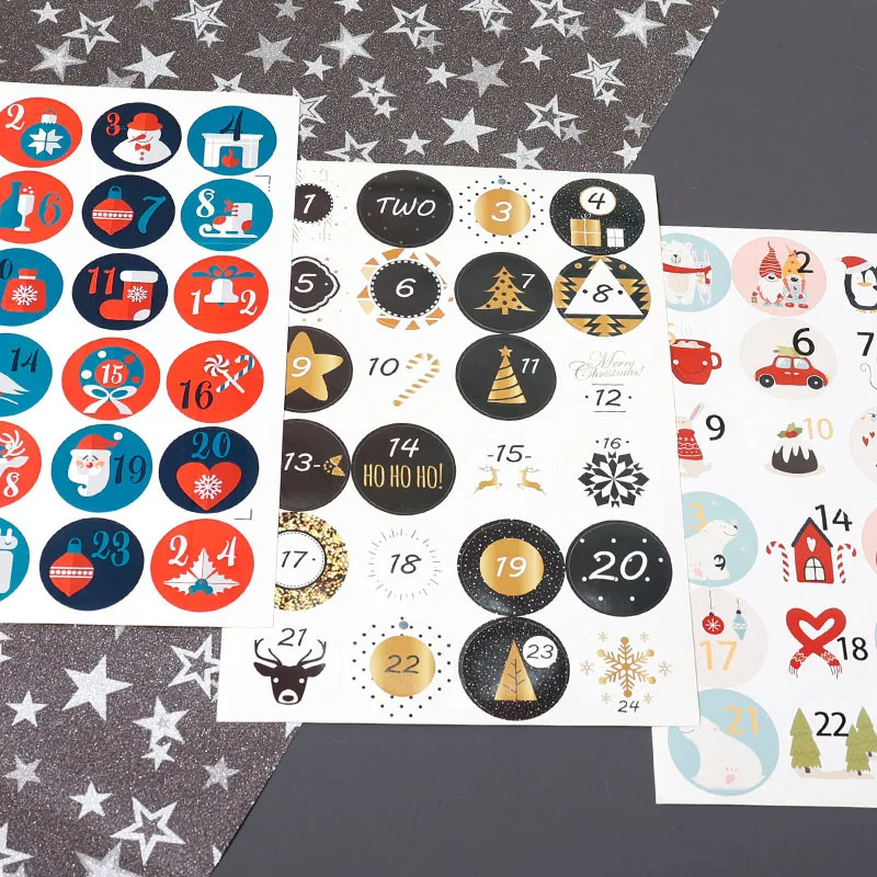 1sheet Xmas DIY Supply, Round Christmas Adhesive Stickers, Multifunctional Labels for Gift Packaging and Greeting Card Decor