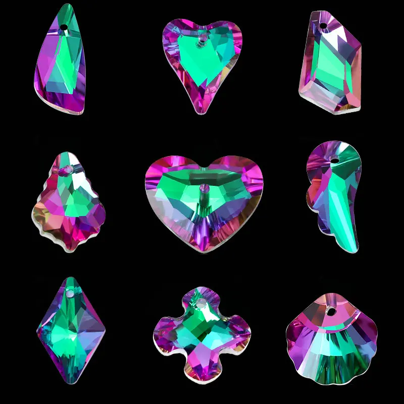 Crystal Pendant Beads Bright Color Single Hole Charm Diy Glass beads Gems Supplies Earrings Bracelet For Jewelry Making