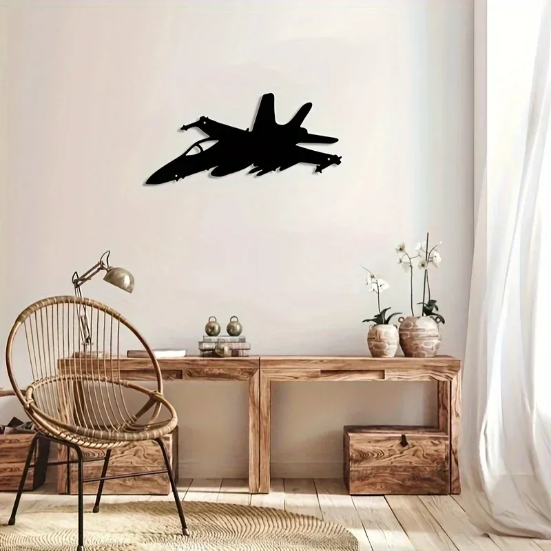 1pc Jet Fighter Wall Art, Metal Wall Sign, Aesthetic Wall Decoration Retro Metal Hanging Ornament,Iron Art, Wall decoration