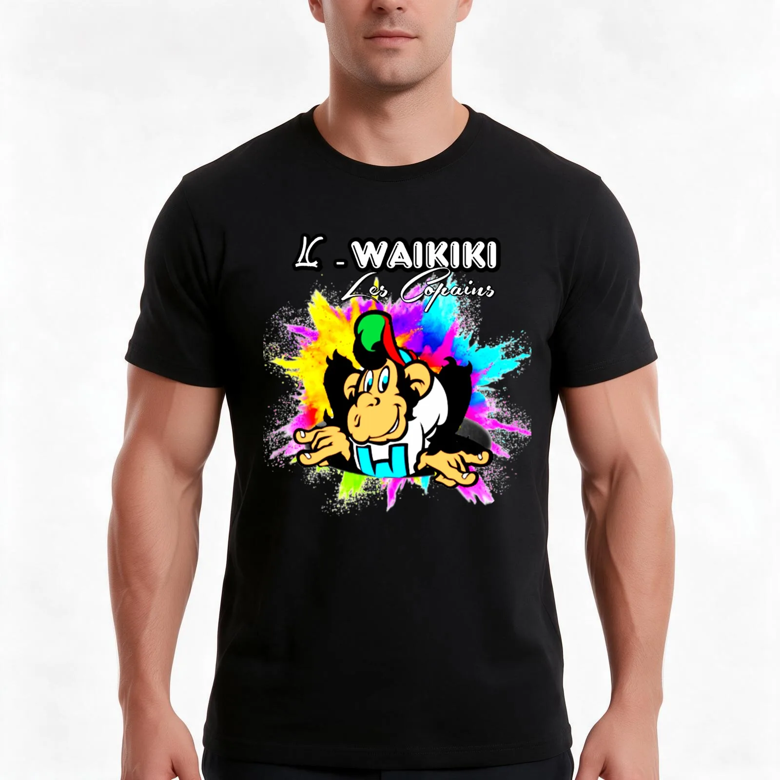 Waikiki, friends T-Shirt, Summer Casual Cotton Tee, Oversized Streetwear Tops, Vintage Graphic Print, Loose Fit Short Sleeve