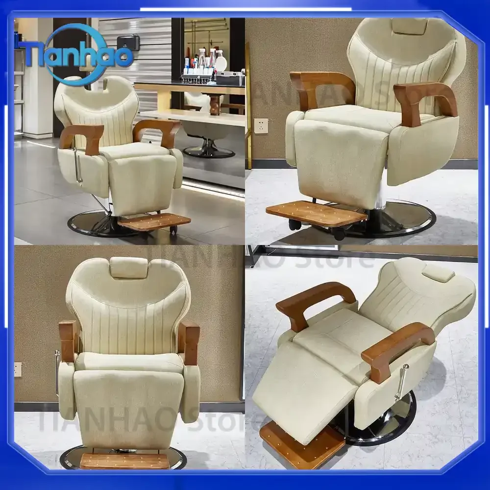 Professional Modern Barber Chair Reclining Adjustable Height Salon Furniture with Steel Frame for All Salons