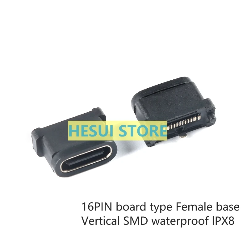 Waterproof TYPE-C Female base 16PIN vertical mount Type submersible grade waterproof IPX8