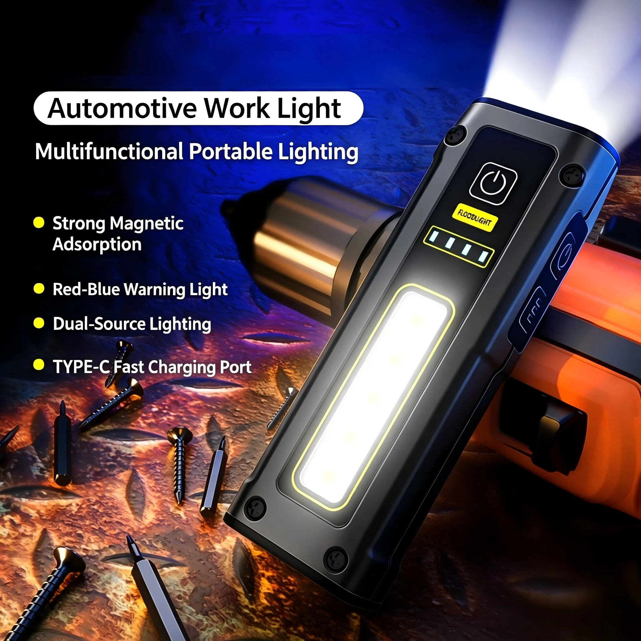 Mini Rechargeable LED Flashlight, Magnetic Portable Torch Long Range Light for Outdoor Fishing Emergency