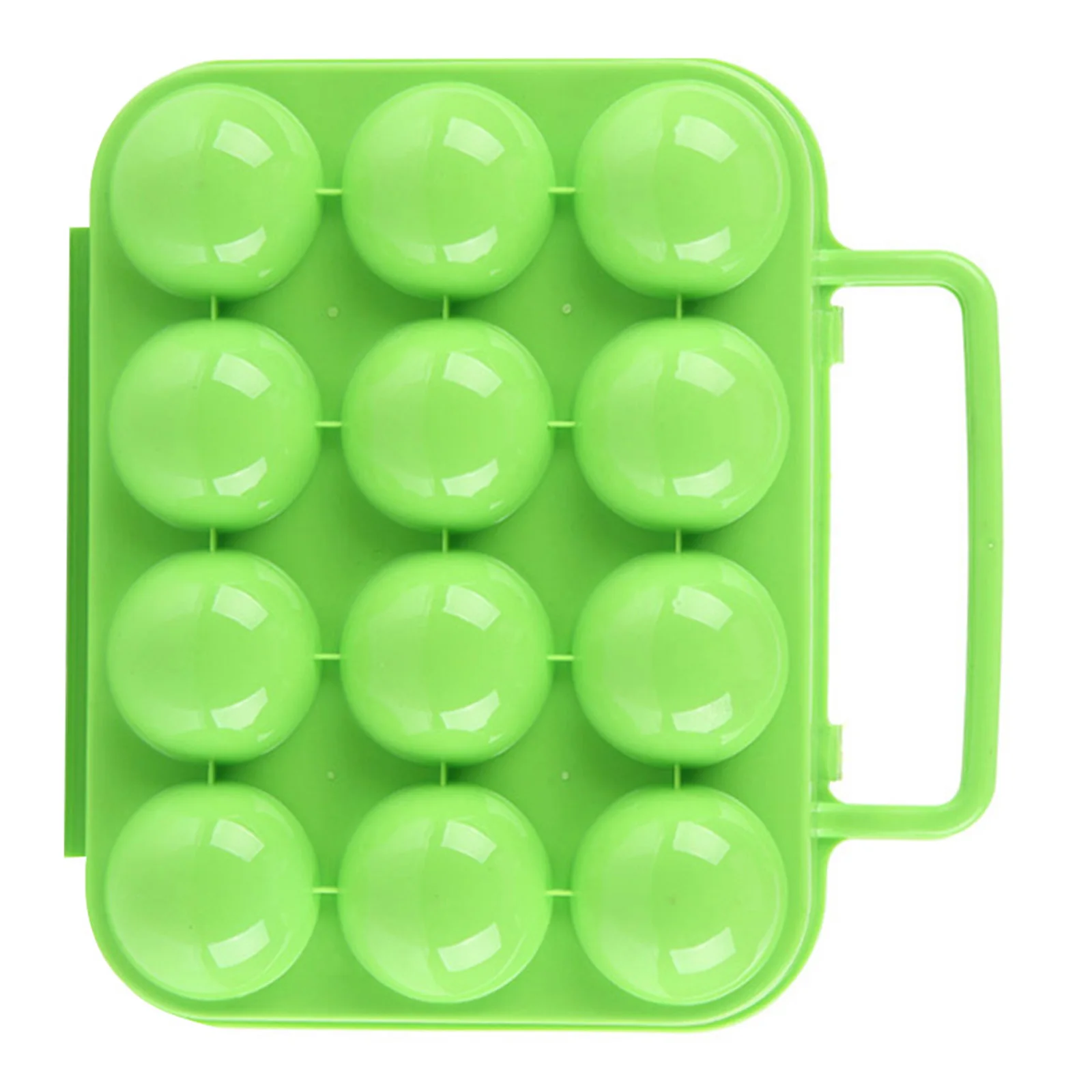 

12 Eggs Plastic Egg Carrier Container Compact Folding Design with Protective Cover for Outdoor Kitchen Use Green
