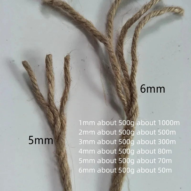 1/2/3/4/5/6mm Diameter Jute Twine Weave Hemp Tag Photo Wall Handicraft Decoration Twisted Rope DIY Accessories Cord