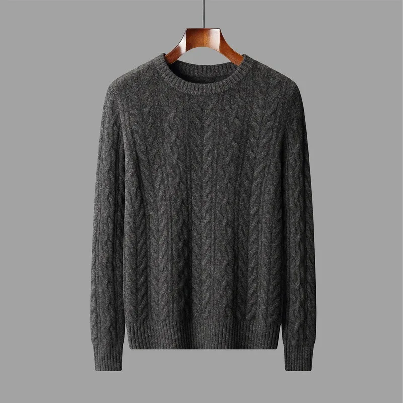 High Quality Men Warm Sweater Wool Gray Sweater Autumn Winter