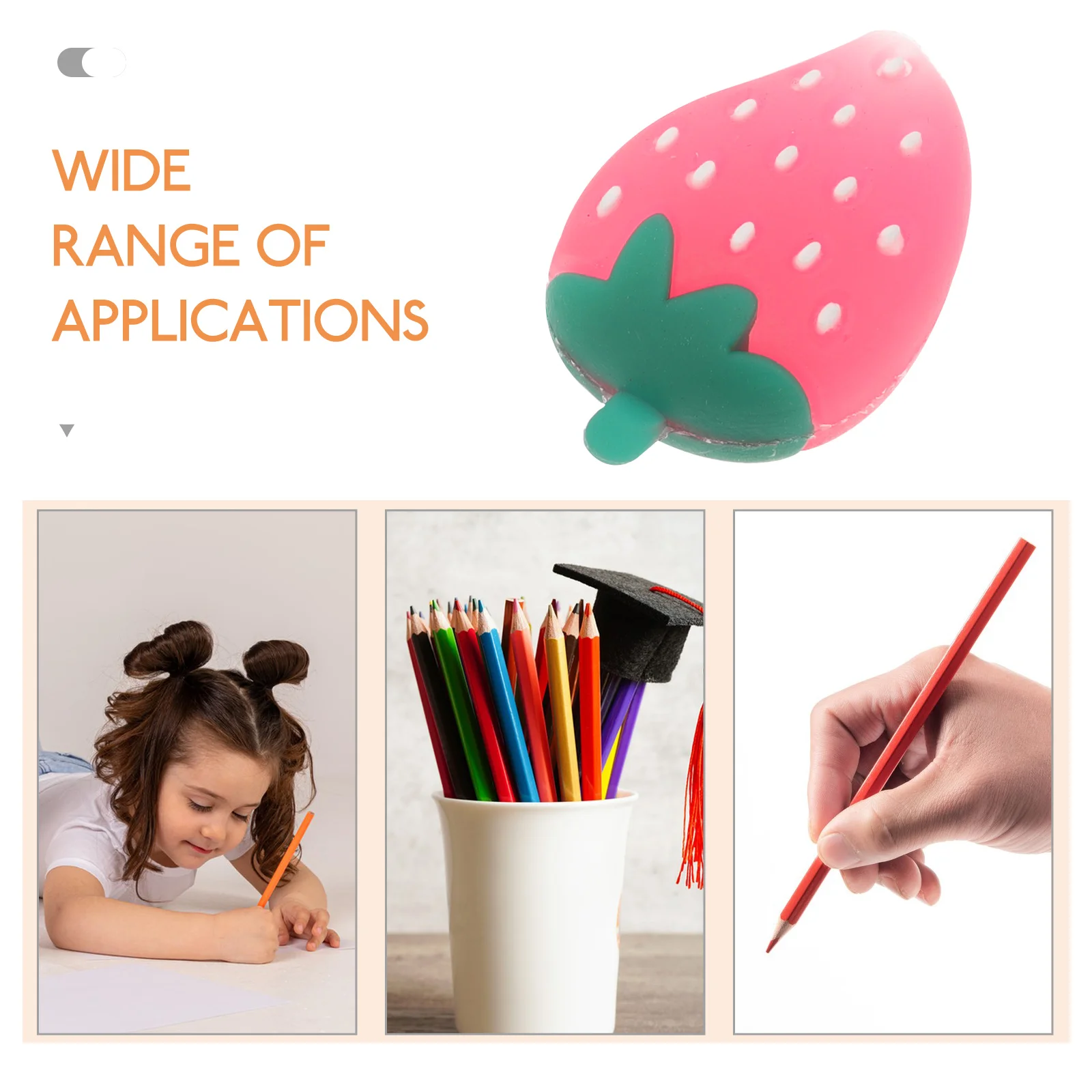 

10pcs Strawberry Caps Silicone Covers Cute Extenders Anti-Scratch Protectors Flexible School Supplies For Girls Cartoon Hats