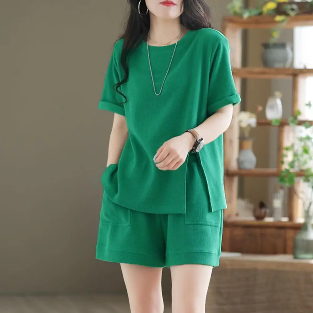 Popular Shirt Shorts Suit  Lint Free Extra Soft Casual Shorts Set  Women Loose Shirt with Shorts Suit