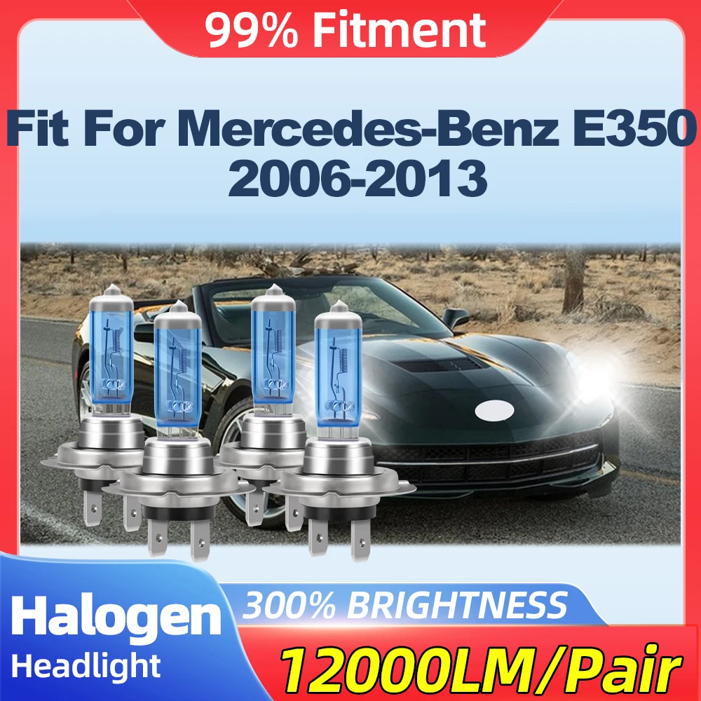 

Fit For Mercedes-Benz E350 2006 2007 2008 2009 2010 2011 2012 2013 200W Turbo Auto Lamps 24000LM Halogen Headlights 12V 6000K