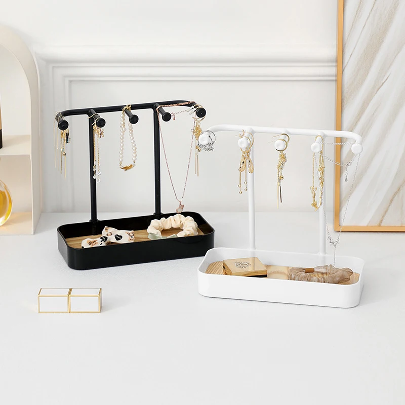 

Fashion Jewelry Organizer Display For Earrings Necklaces Jewelry Storage Rack With Wooden Base Bracelet Hanging Holder