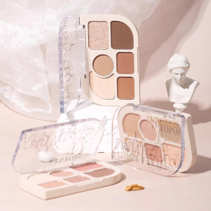 INTOPOP 6色アイシャドウパレット マット ファインフラッシュ フラッシュ アウトドアパーティーに最適 アイシャドウ