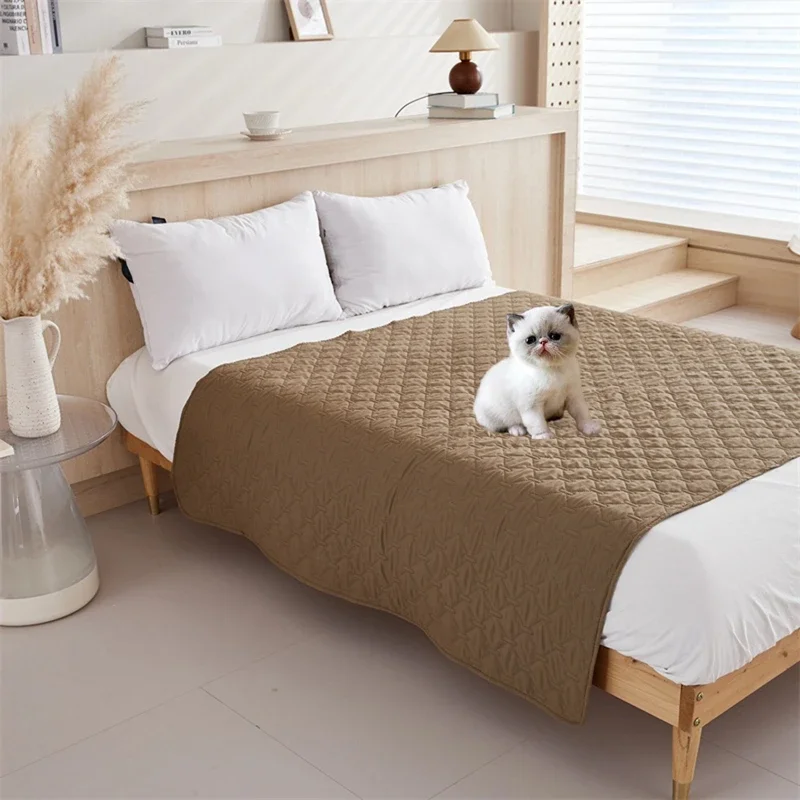 Solid Waterproof Bed Cover Washable Dustproof Mattress Protector Kids Pets Dog Cat Pad Bedspread Mat For Bedroom Livingroom