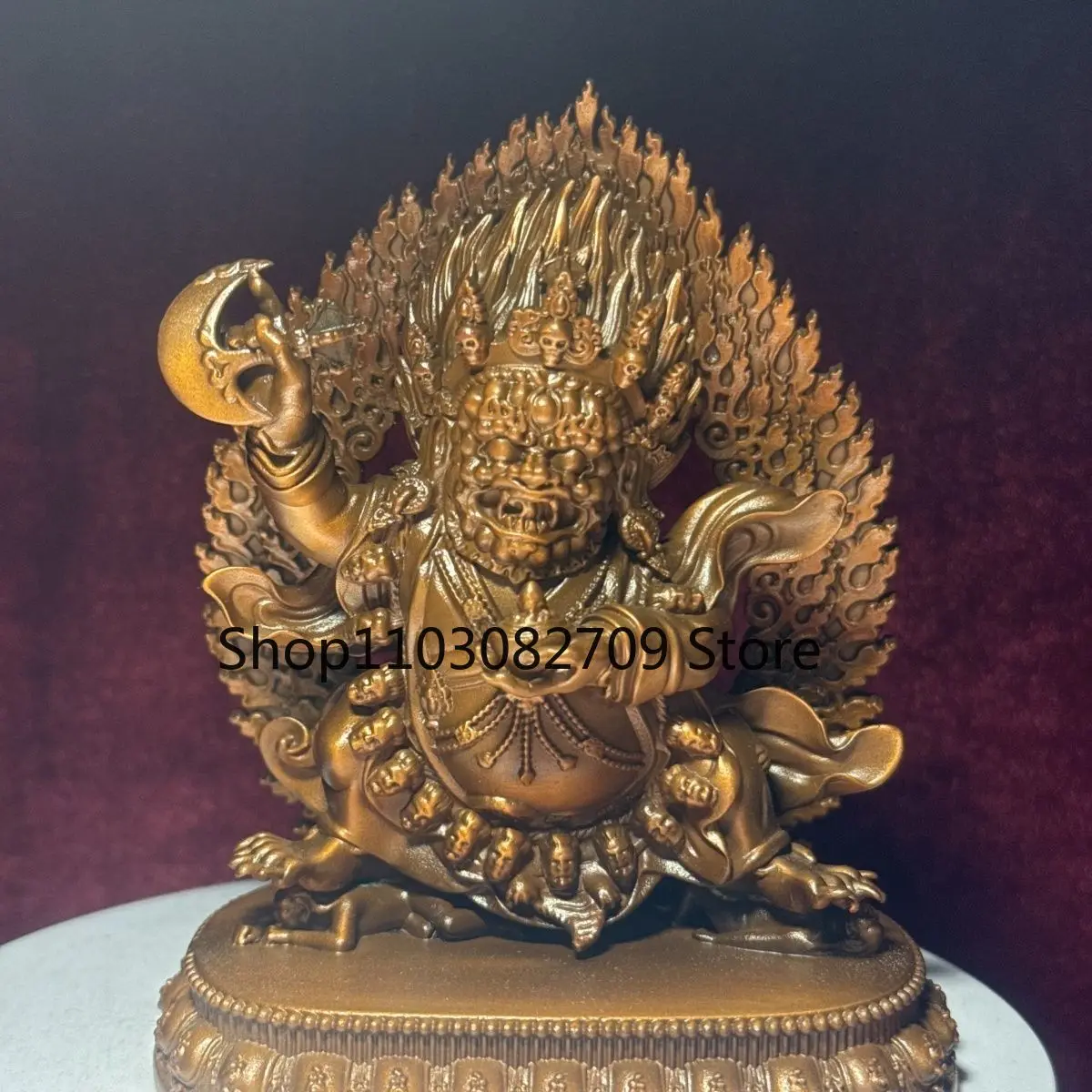 Copper Tantra Two-Arm Mahagala 11.5cm Kagyu Black Sky Ornament Tibetan Protector Bronze Statue