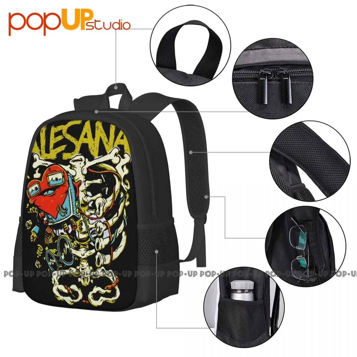 Alesana Post Hardcore Banda Mochila, Grande Capacidade Escola Formação Ginasta Bag, P-212