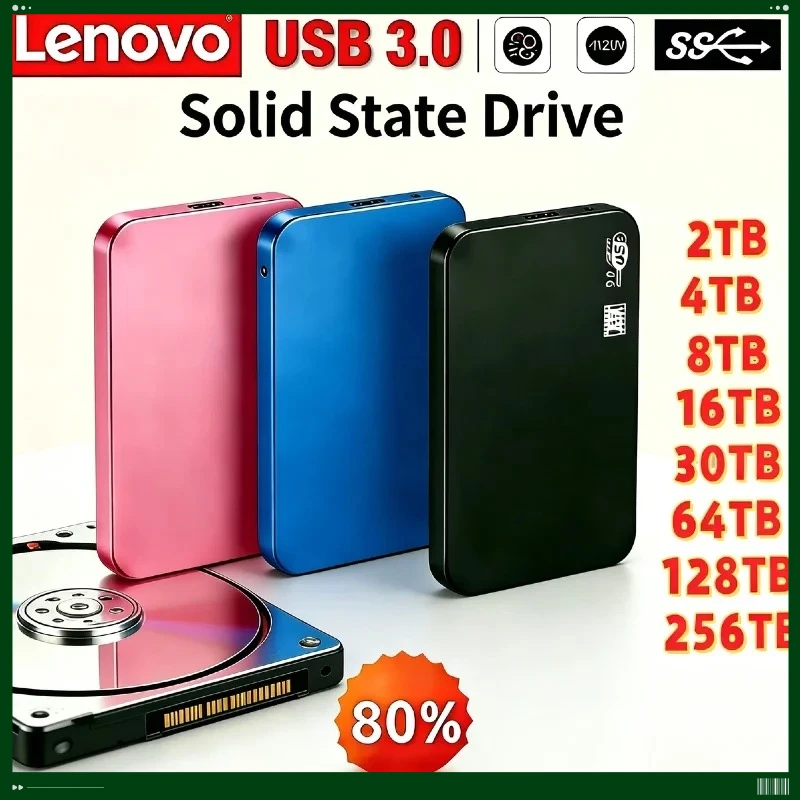 

Внешний корпус для SSD-накопителя Lenovo 256 ТБ, высокоскоростной USB 3.0, мобильный чехол для жесткого диска из ABS-пластика с кабелем USB 3.0 для хранения данных
