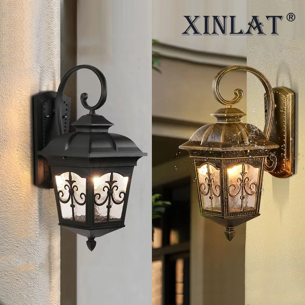 

SANDIY Outdoor Light Wall Lamp Glass Waterproof Villa Aisle Garden Balcony Lamp European Retro Gate Courtyard Corridor Sconces