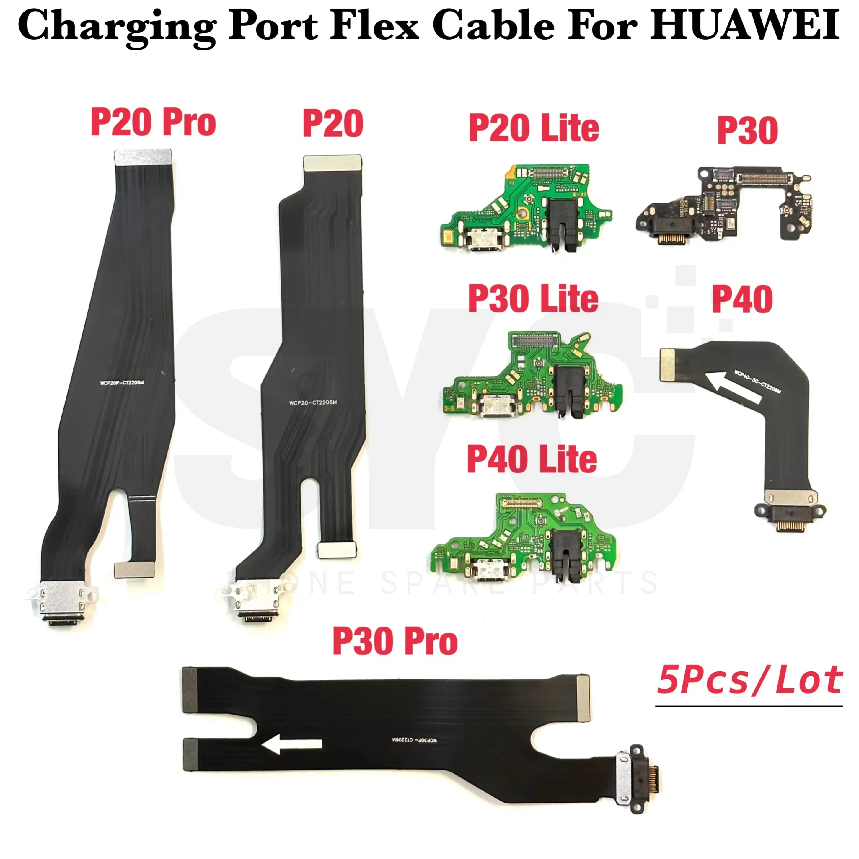 

5Pcs/Lot New USB Charging For Huawei P20 P30 P40 Lite P20 Pro P30 P40 Pro Charger Port Dock Connector Flex Cable