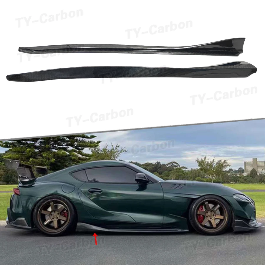 For Toyota Supra A90 A91 MK5 2019+ Carbon Fiber VS Side Skirts Extension Plate Lip Separator Bumper Side Spoiler Car Accessorie