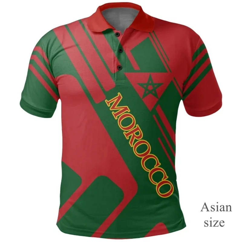 Morocco Flag 3D Print Men Polo Shirt New Casual African Country Morocco Emblem Golf Polo Shirts Unisex Streetwear Kids Clothing