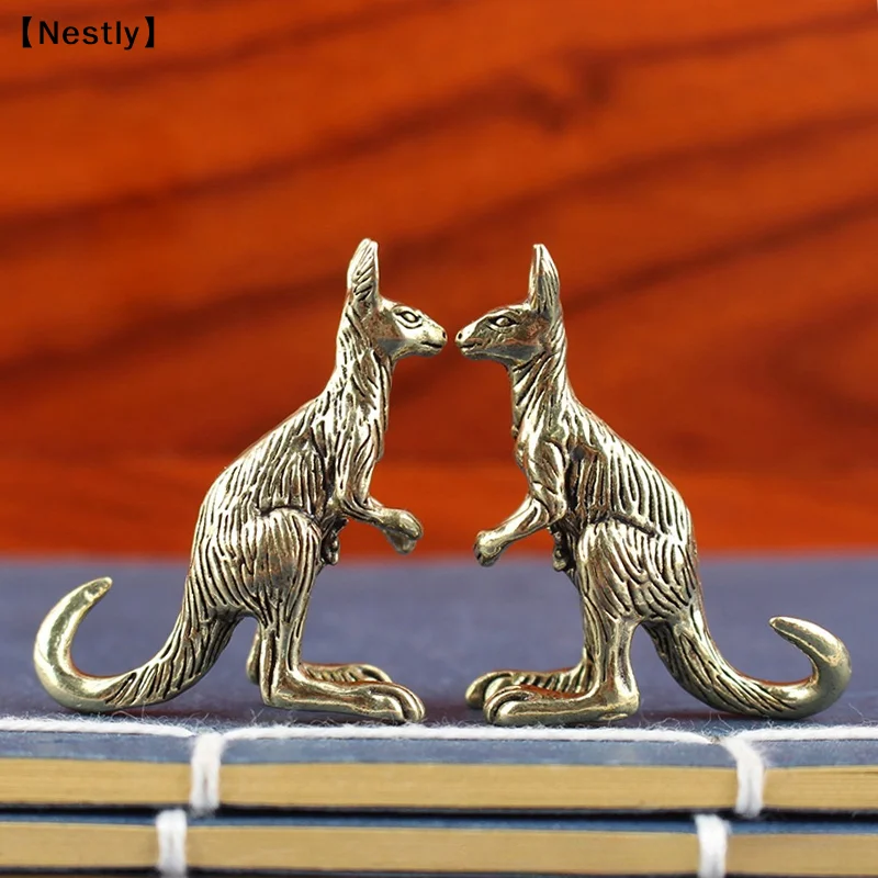 Brass Kangaroo Sculpture Vintage Animal Figurine Gold Plating For Desk Decoration〔Nest〕