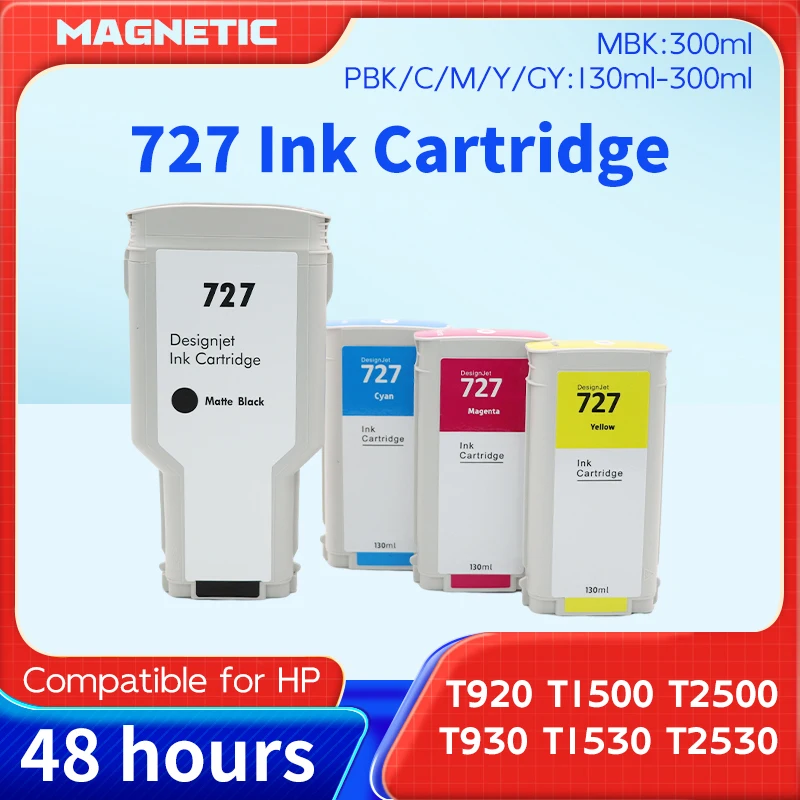 Ink Cartridge 130ml 300ml For HP727 Compatible with Full ink for Works for DesignJet T920 T930 T1500 T1530 T2500 T2530 Printer