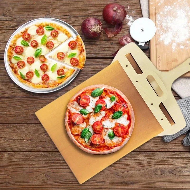 Sliding pizza peel transfer Sliding Pizza Scoop Foldable Wooden Handle Kitchen Spatula Bread Baking Tools Aaccessories