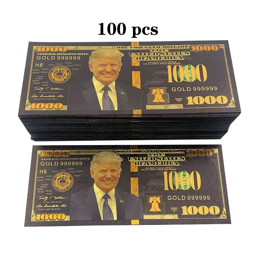 

100 pcs 2024 America Trump Banknote Donald Antique Black Gold Foil USD 100 Currency Commemorative Dollars Banknotes Decor Gift