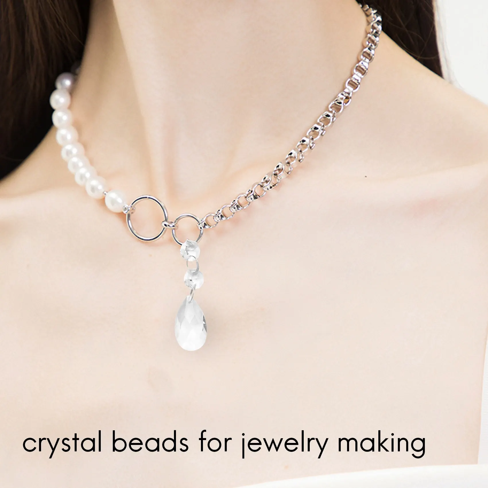 Abjs 20 peças de cristais de lustre, pingentes de lustre de cristal em forma de lágrima transparente, contas de peças, cristais pendurados para lustres (38mm, pulga