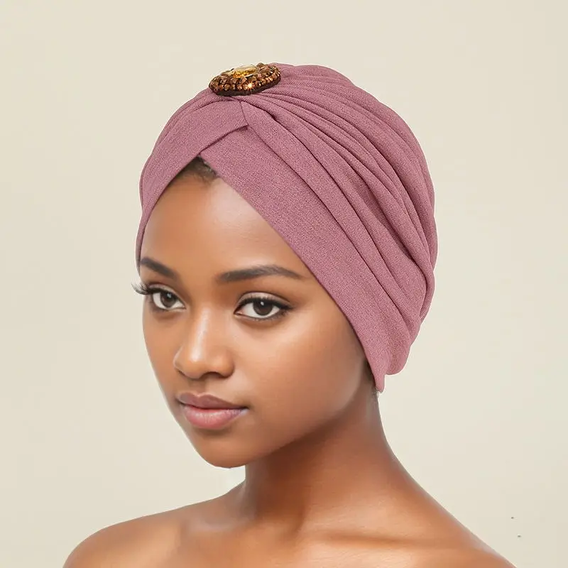 Turbante de tela elástica suave para la cabeza, gorro musulmán para debajo del Hijab, envolturas para la cabeza femeninas de ocio, India