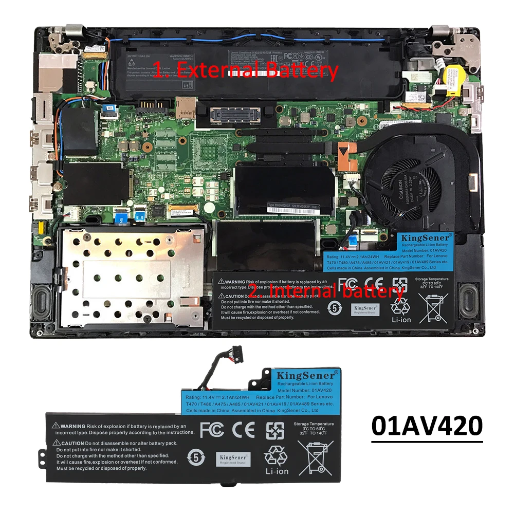 KingSener 01AV420 01AV421 Interner Akku für Lenovo ThinkPad T470 T480 A475 A485 TP25 01AV419 01AV489 SB10K97576 SB10K97578 – Detail 6