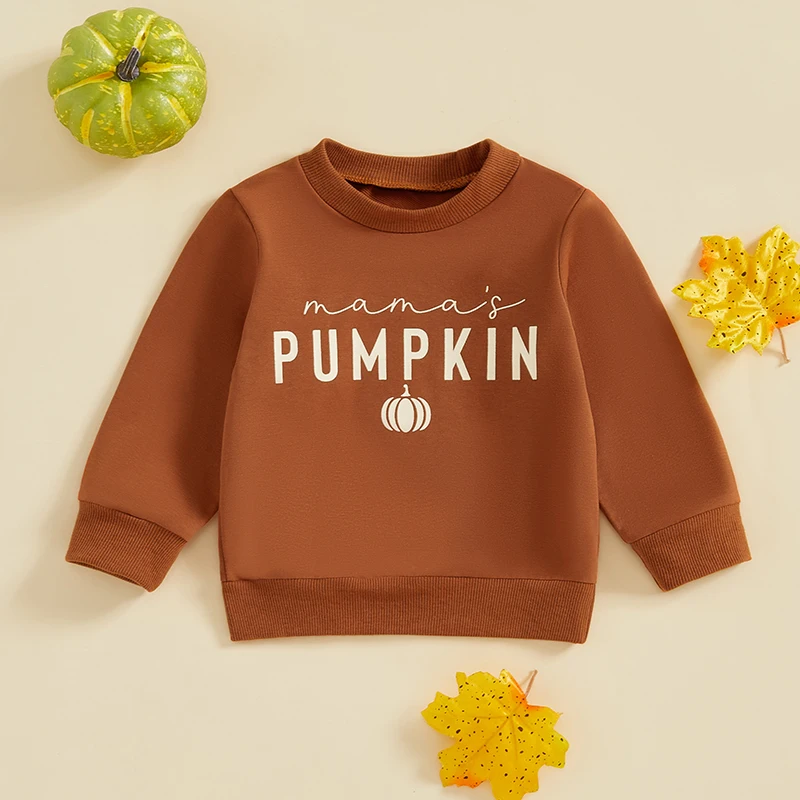 Mama & Mamas Pumpkin Fall Sweatshirt Long Sleeve Pullover Halloween Thanksgiving Mommy and Me Family Matching Outfit