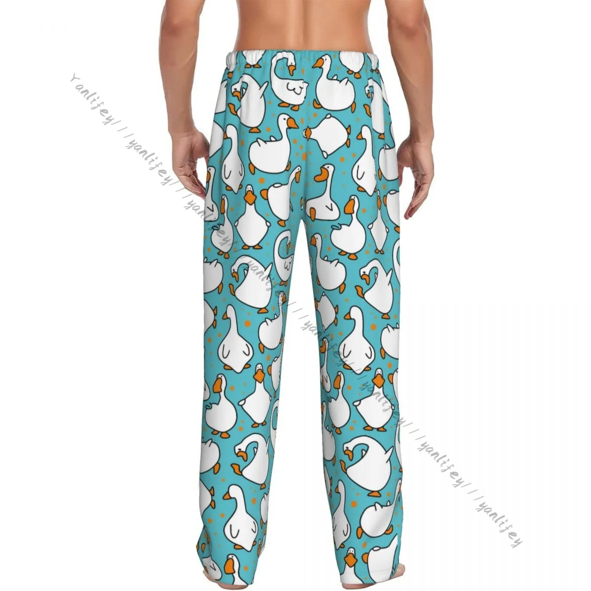 Men Sleep Bottoms Male Lounge Trousers Men's Cartoon Funny Goose Pajama Pants