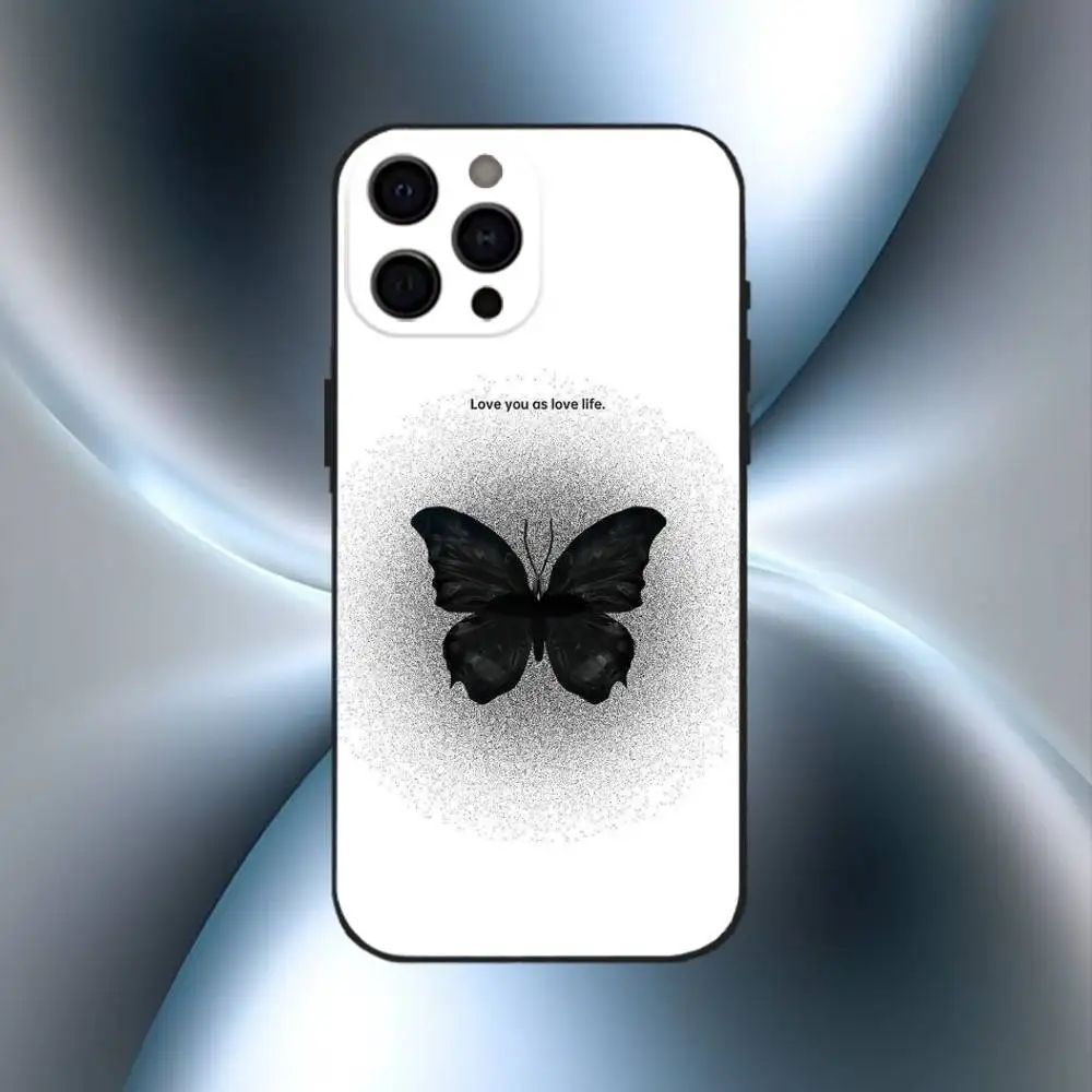 Coque de téléphone élégante à motif de chat, étui noir souple pour iPhone17,16,15,14,13,12,11 Plus,Pro Max