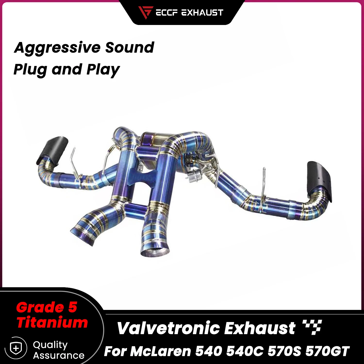 

﻿ Sporty ECCF Titanium Exhaust System For McLaren 540 540C 570S 570GT Aggressive Exhaust Sound Plug & Play
